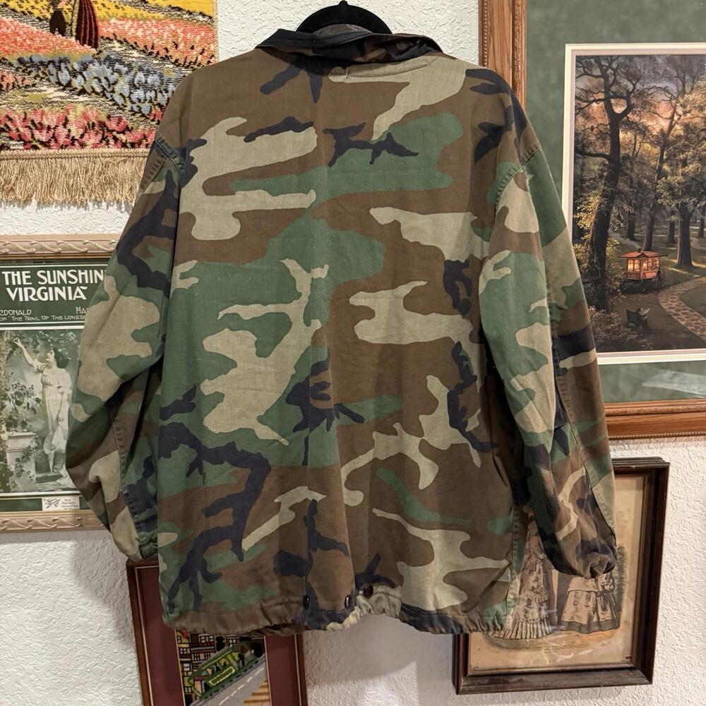Vintage 80s Army Military Chemical Protection Woodland Camo Jacket Size Medium - Picture 5 of 6